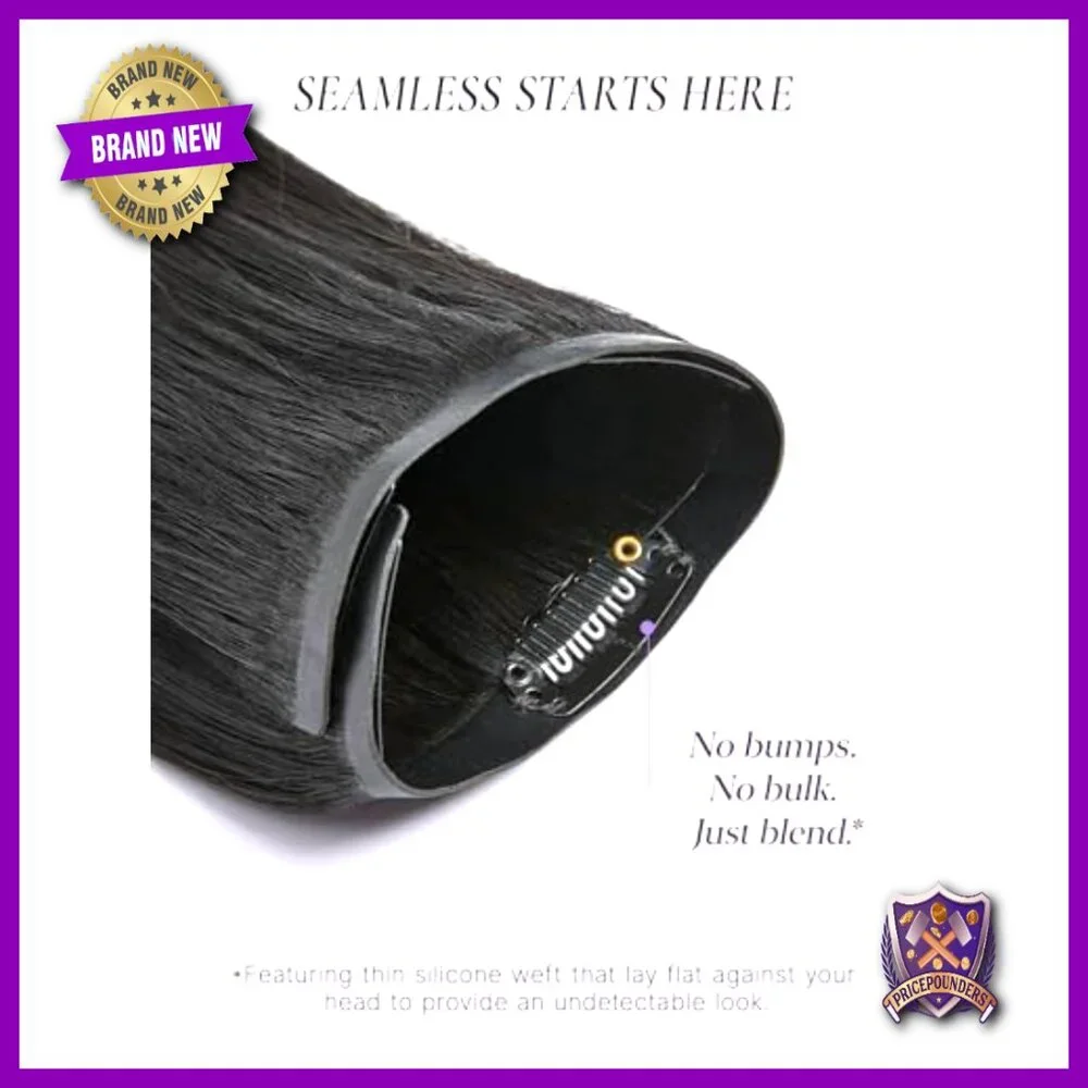 22 Inch Clip In Human Hair Extensions 2 Pack 7 Pieces Silky Straight - Picture 2 of 7
